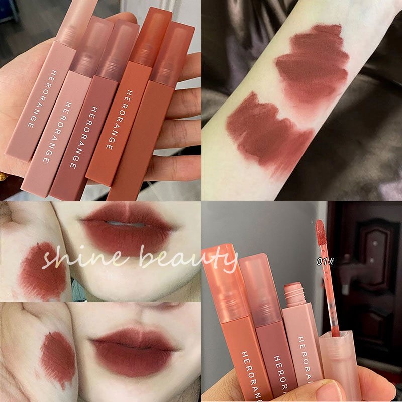 Son môi HERORANGE mềm mịn như nhung chống thấm nước chống khô môi lâu trôi son lì