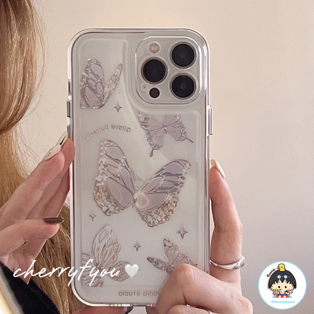Ốp Điện Thoại TPU Mềm Trong Suốt Chống Sốc Hình Bướm Cho IPhone 14 13 12 11 Pro Max XS XR 8 7 Plus