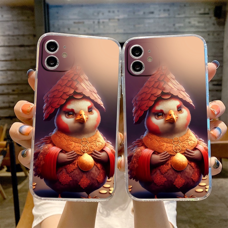 Ốp iPhone ốp lưng iPhone Silicon viền vuông bảo vệ camera hình Gà trong 12 con giáp dành cho iP6 đến iP14promax - li503