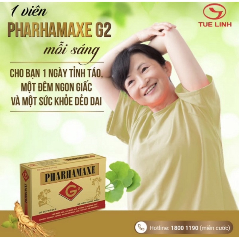 Viên Bổ Não Pharhamaxe G2 Tuệ Linh_dùng cho người huyết áp thấp, đau nửa đầu, ngủ ko sâu giấc, hay mệt mỏi