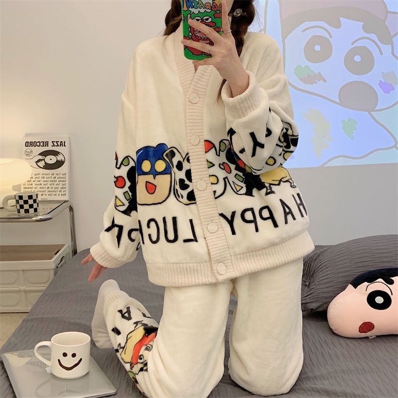Đồ ngủ nhung san hô thu đông dày dặn flannel