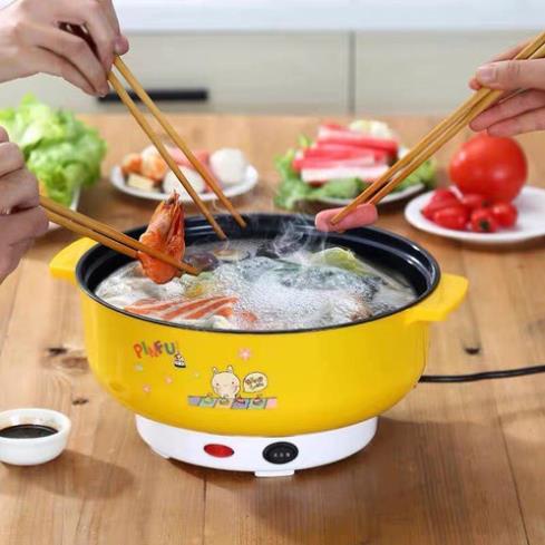 Nồi Nẩu Lẩu Điện COOKING POT SIZE lớn 28cm, Nồi Lẩu Đa Năng Nấu Mì Nấu Lẩu Mini