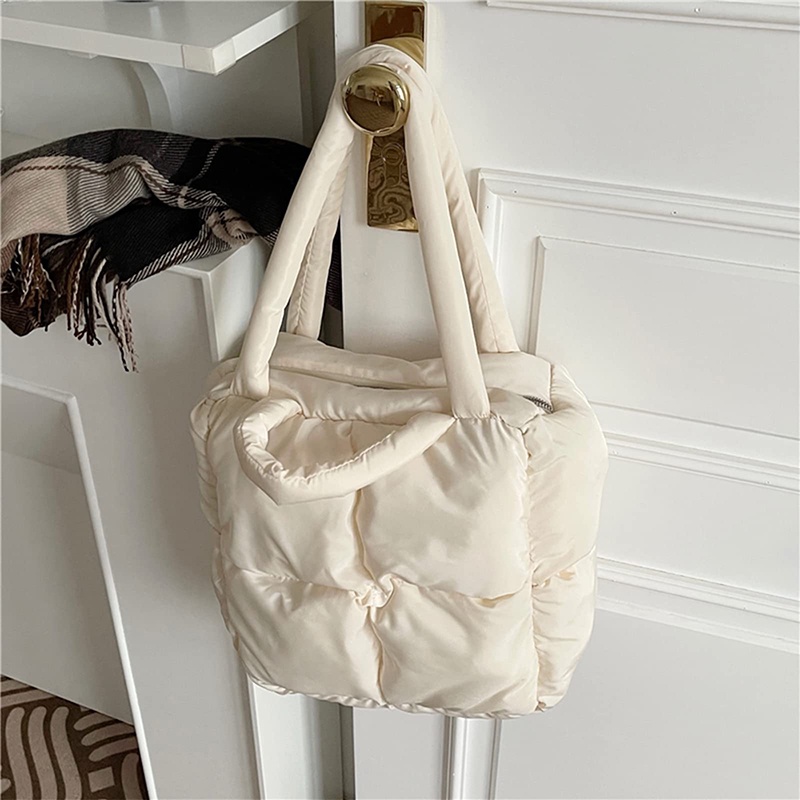 Túi Tote Mềm Đeo Vai Màu Trơn Họa Tiết Caro Cổ Điển Cho Nữ JP5