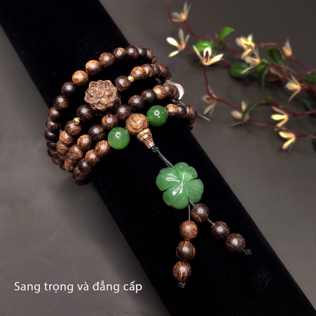 Vòng Đeo Tay Trầm Hương Sánh Chìm 108 Hạt 6 Ly Tự Nhiên Phong Thủy  Mix Sen Đá + Sen Sánh