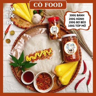 Combo bánh tráng tóp mỡ + muối tôm hành phi 200g +tóp mỡ rim mắm + 200g bơ