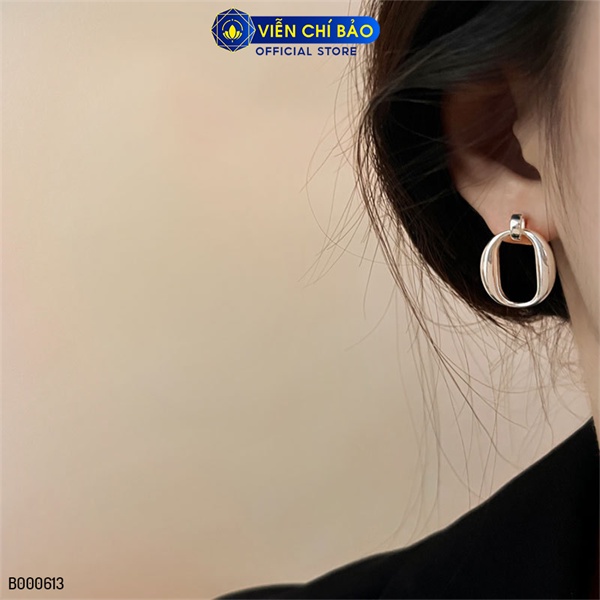 Bông tai bạc nữ tròn trơn mới chất liệu bạc 925 thời trang phụ kiện trang sức Viễn Chí Bảo B000613