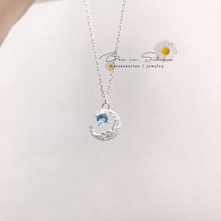 Dây chuyền bạc ta mặt trăng đá xanh Bạc ỉn