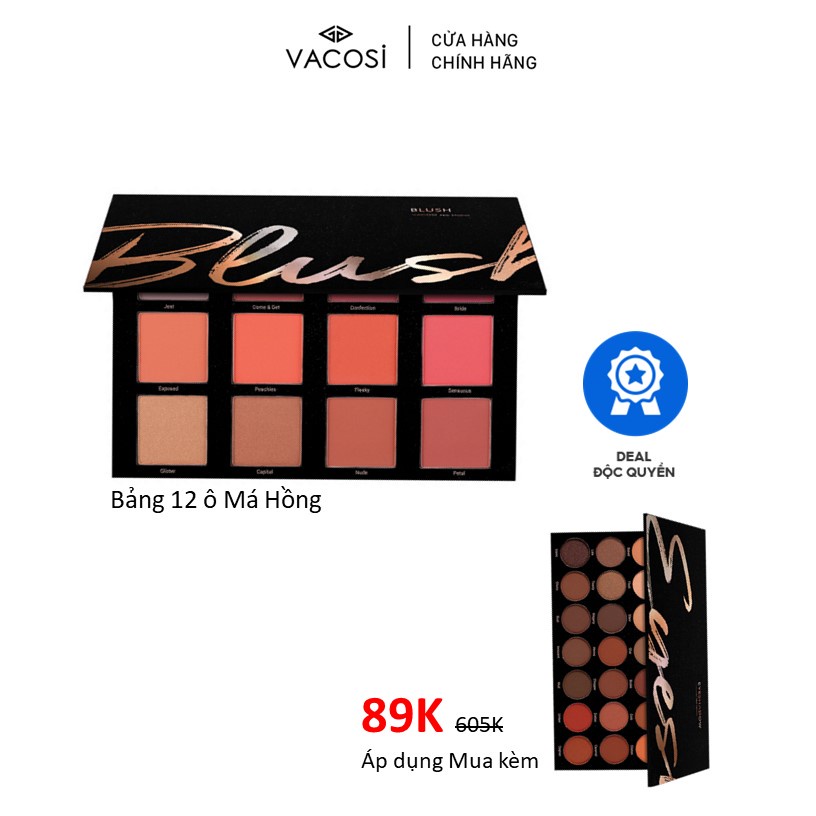 Bảng Má Hồng Chuyên Nghiệp VACOSI 12 Ô 66BP Blush - Deal SỐC 89k Bảng Màu Mắt