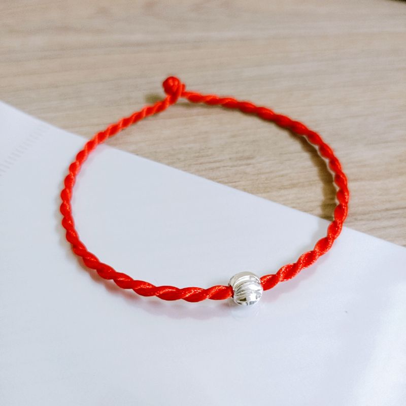 Vòng đeo tay chỉ đỏ may mắn, lắc tay nữ, nam mix bi bạc ta.