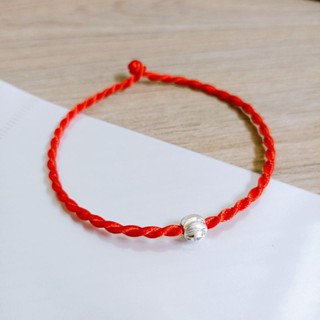 Vòng đeo tay chỉ đỏ may mắn, lắc tay nữ, nam mix bi bạc ta 5mm.