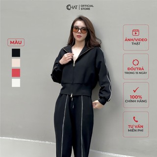 Bộ thể thao nữ 𝐂𝐂𝐇𝐀𝐓 viền lé chất thun co giãn 22ddc8009gt