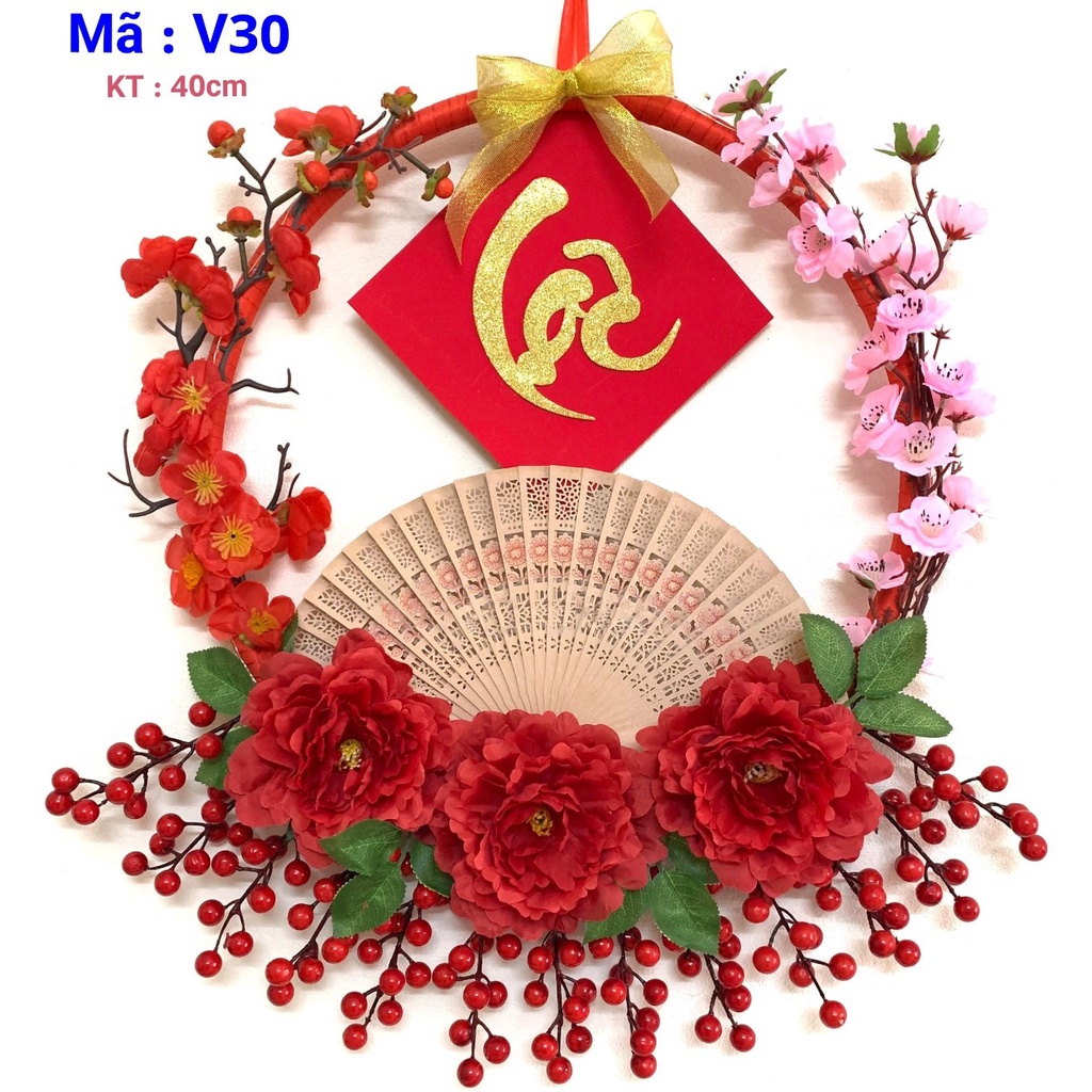 Mẹt trang trí Chữ Tết hoa hồng, hoa mẫu đơn, hoa đào - mẹt thiết kế đón tết 2023