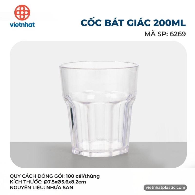 Cốc nhựa meka giả thuỷ tinh trong suốt, cốc uống trà đa Việt Nhật 6268, 6269 | BigBuy360 - bigbuy360.vn