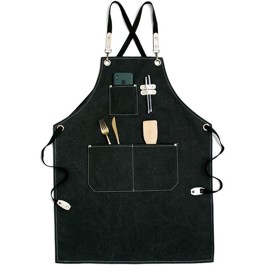 Tạp Dề Nấu Ăn / Nướng Bánh Chuyên Nghiệp Có 2 Túi Chống Nước Có Thể Điều Chỉnh Cho Nam Và Nữ