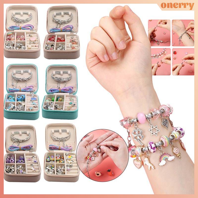 Bộ Dụng Cụ Làm Vòng Tay Hạt Charm Tự Làm Trang Sức Hạt Charm Cho Thanh Thiếu Niên Nữ Quà Tặng Năm Mới Thủ Công Tự Làm Onerryvn