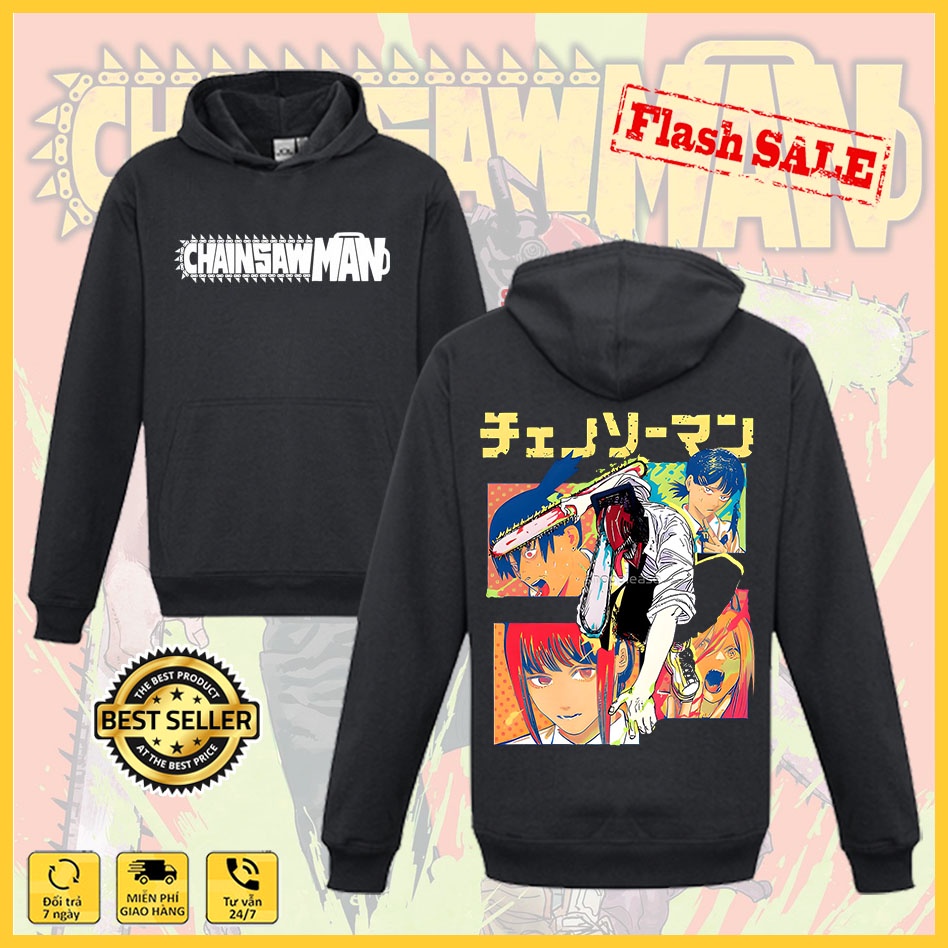 Áo hoodie Chainsaw Man - Áo Anime in hình Denji, Power, Makima, Pochita, Aki cực đẹp, mẫu mới siêu HOT