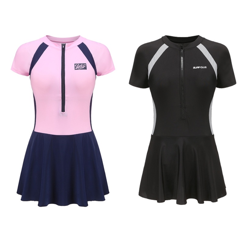 Đồ bơi nữ, áo tắm, đồ đi biển nữ liền thân cộc tay dáng váy thể thao năng động có quần bên trong, có đệm ngực BK0091