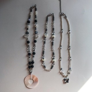 𝐓𝐇𝐄𝐎 - Dây Chuyền Choker Pha Lê Hạt Trai Xám