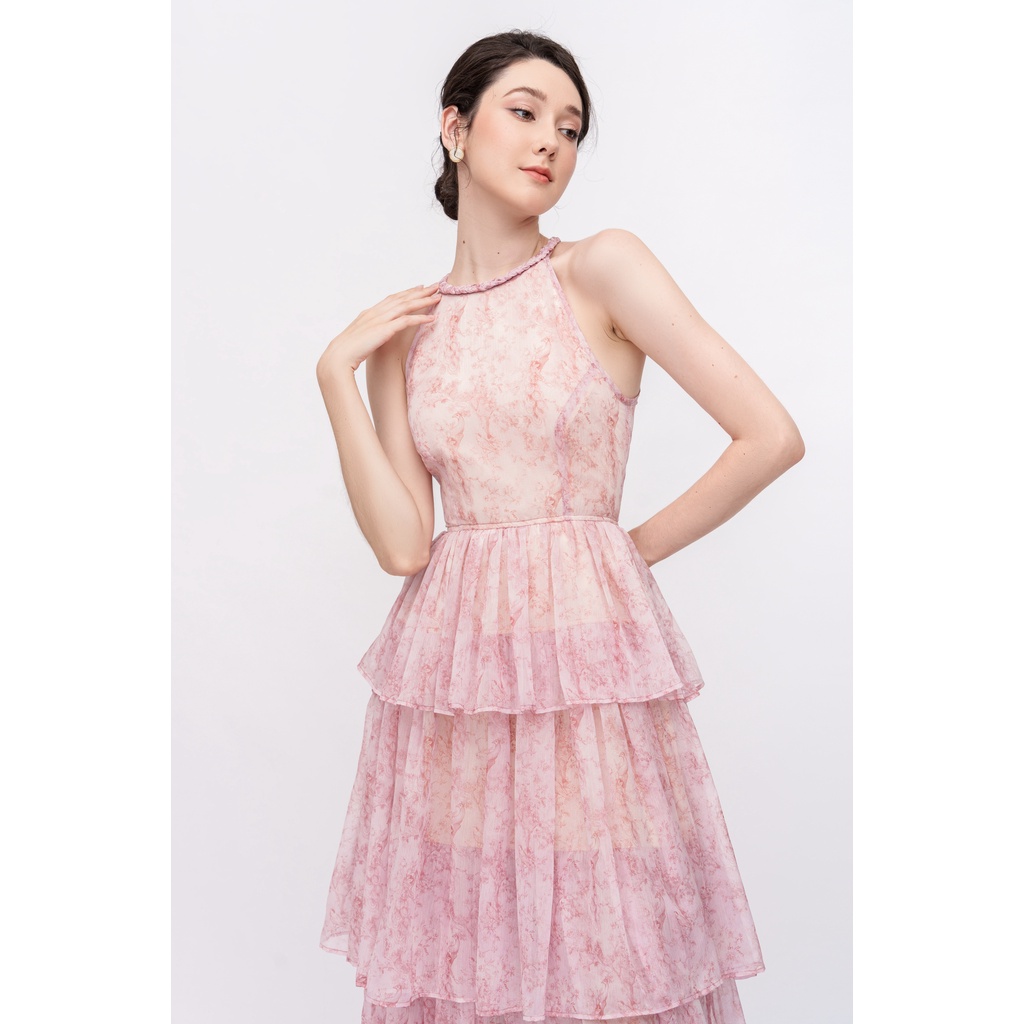 Des Fleurs - Váy dài 3 tầng tơ hoa La vie en Rose