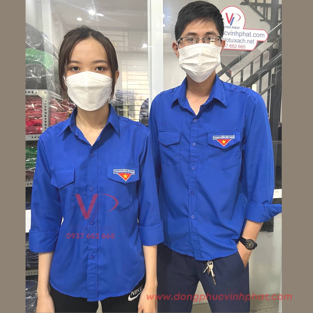 Áo sơ mi tay dài Đoàn Thanh Niên nam nữ mẫu đẹp vải kate gọn nhẹ thoáng mát chất lượng giá rẻ
