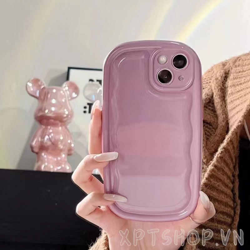 Ốp Điện Thoại Viền Gợn Sóng Màu Trơn Đơn Giản Chống Sốc Cho iphone15 pro max 14 13 12 11 pro max xr ix