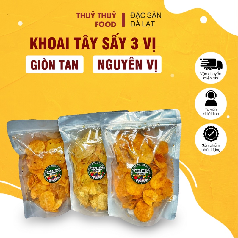 Khoai tây sấy Đà Lạt 200g 3 vị rong biển, trứng muối, mắm hành thơm ngon bùi béo vị đậm đà - Thủy Thủy Food