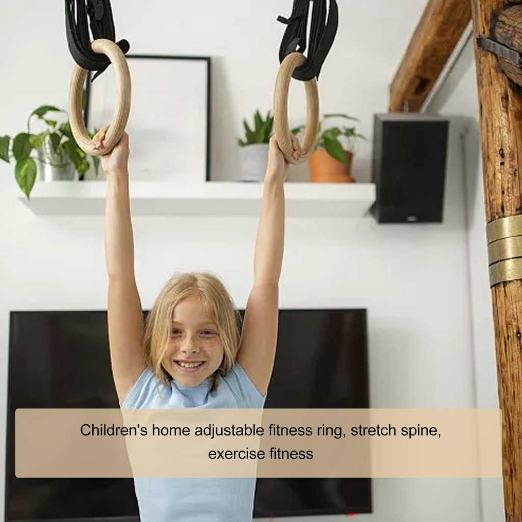 [Hàng Sẵn] Vòng treo xà Gymnastic Rings bằng gỗ 28mm có dây đeo điều chỉnh cho trẻ em tập gym Trong nhà【Southdakota051】