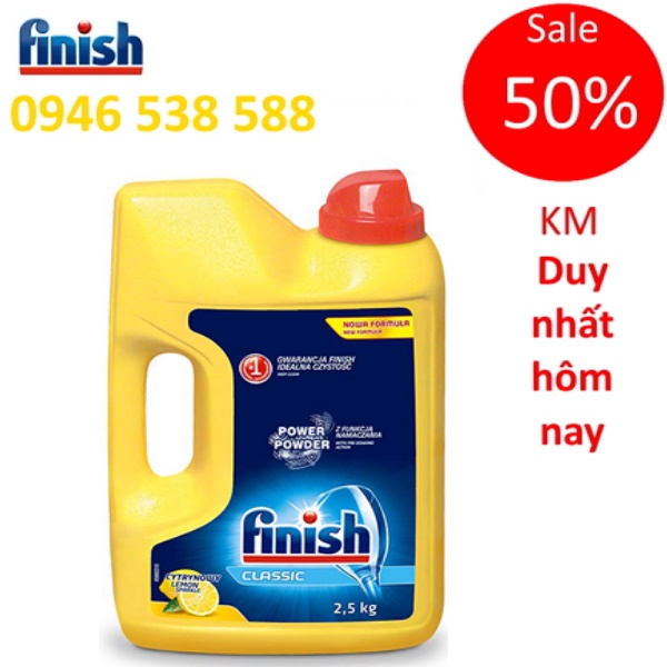 Bột rửa bát Finish nhập khẩu Eu 2.5kg dùng cho máy, Bột finish 2,5kg chính hãng, bot rua bat finish