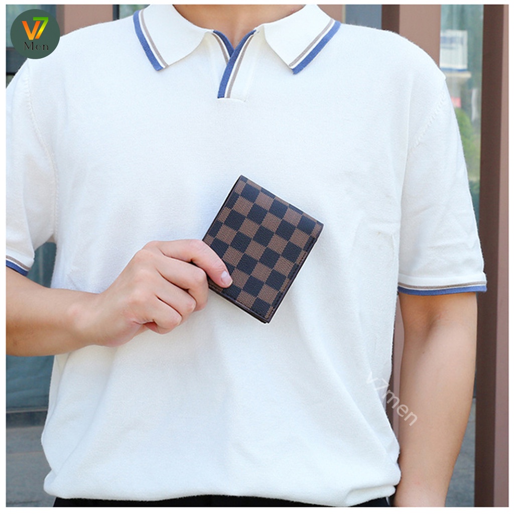 Ví bóp da nam cao cấp kẻ ô caro