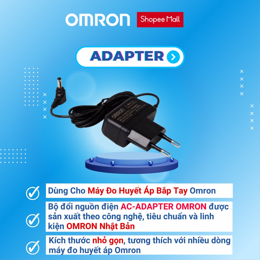 Bộ đổi nguồn điện Ac-adaptor OMRON dùng cho máy đo huyết áp bắp tay