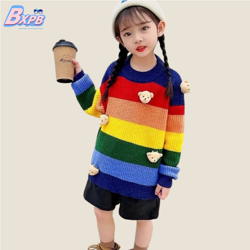 Áo Sweater Dáng Rộng Thoải Mái Thời Trang Năm Mới Cho Bé Gái 3-15 Tuổi 110-170 Tuổi