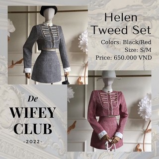 Set dạ tweed nhũ cổ đứng Helen Tweed Set