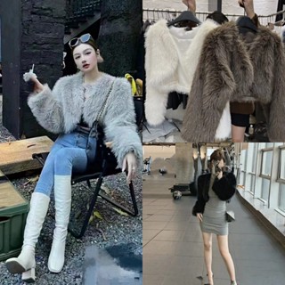 Áo Choàng Lông Nữ - Áo Khoác Lông Nữ Dáng Croptop