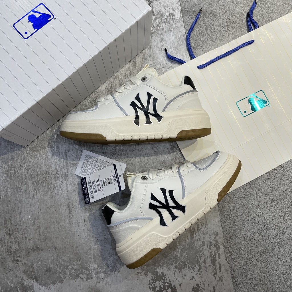 Giày Sneaker MLB chunky liner new york yankees cao cấp_trắng nâu và trắng xám_đếcao 5cm