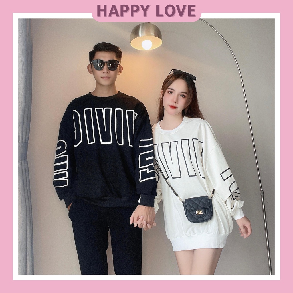Đồ Đôi Couple Nam Nữ Set Áo Thun Unisex Đen Trắng In Chữ Phong Cách Đơn Giản Hàng QUẢNG CHÂU L1 Cao Cấp HAPPYLOVE H59