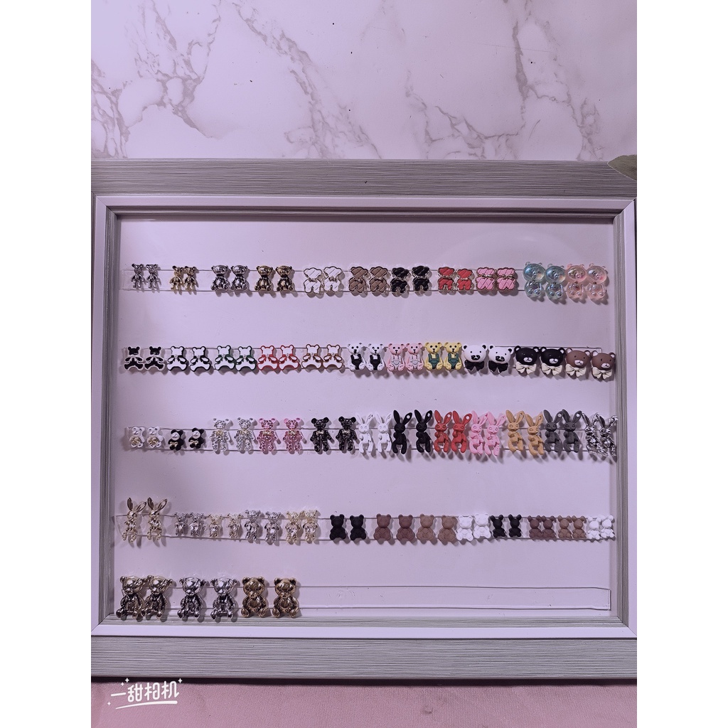 Charm gấu gắn trang trí móng tay bảng 50 charm