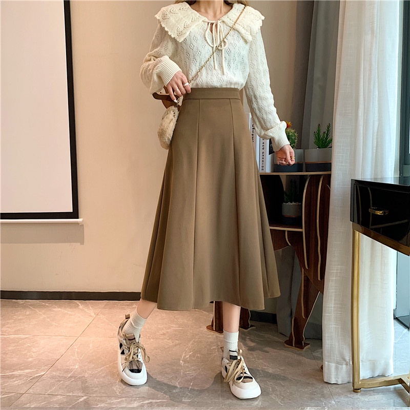 Chân váy SUXI chữ A lưng cao đơn giản phong cách Hàn Quốc thời trang dành cho nữ