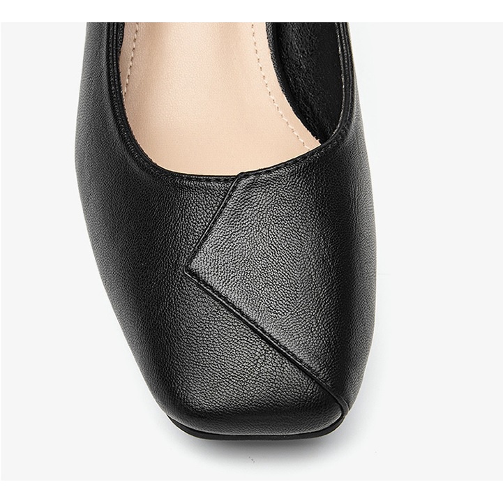 Giày cao gót Dusto da mềm, mũi vuông, gót vuông 4cm