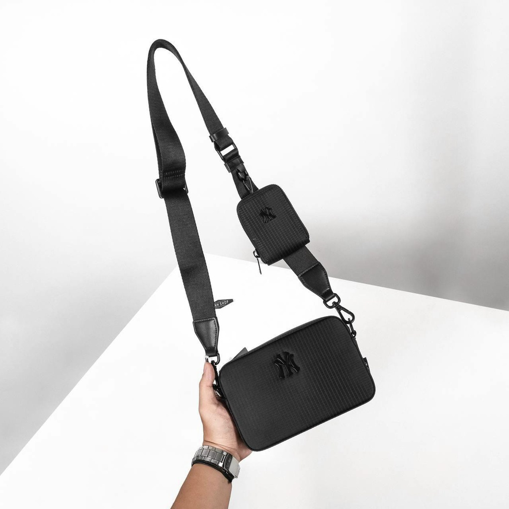 Túi đeo chéo nam nữ Unisex MLB  Bagsling logo NY kim loại cao cấp form ngang Hàng QCXK Cao cấp có túi tiddy thời trang