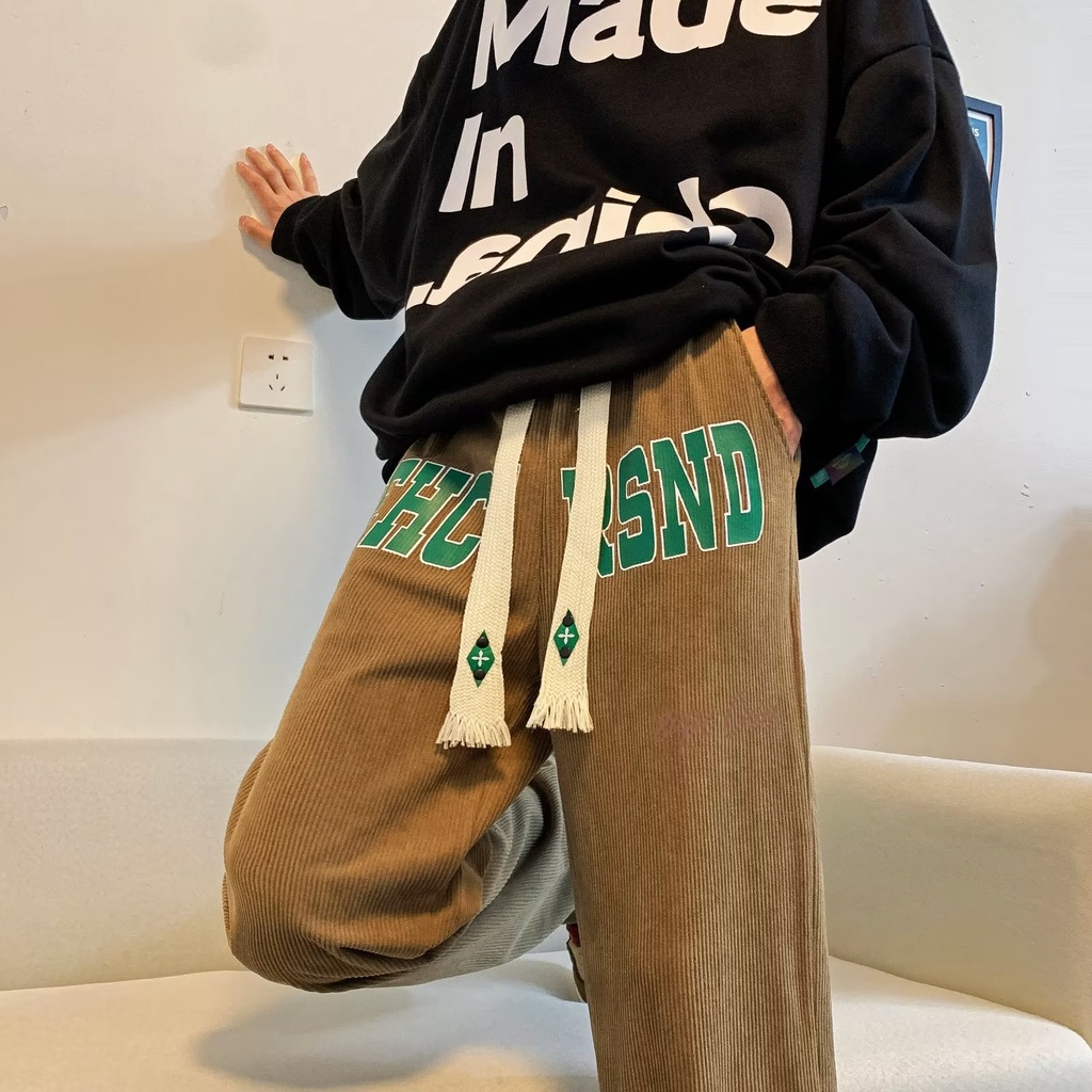 Quần ống rộng In Chữ Thời Trang Phong Cách unisex size M-2XL