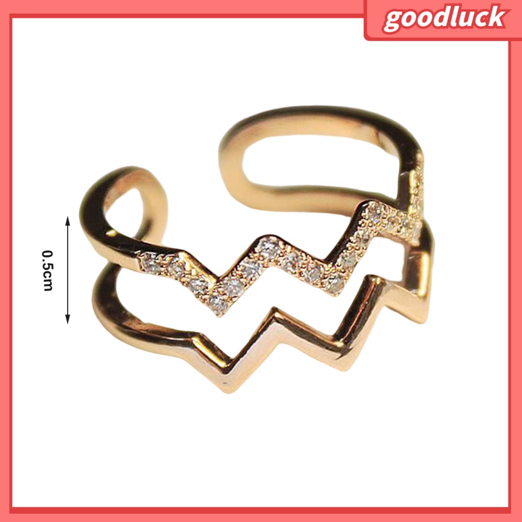 Chúc may mắn| Nhẫn Nữ Hai Lớp Gợn Sóng Lấp Lánh