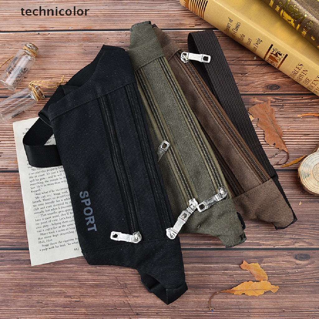 1 Túi Đeo Hông Bằng Vải canvas Cỡ Lớn Có Khóa Kéo Thời Trang Tiện Dụng Mang Theo Du Lịch / Cắm Trại