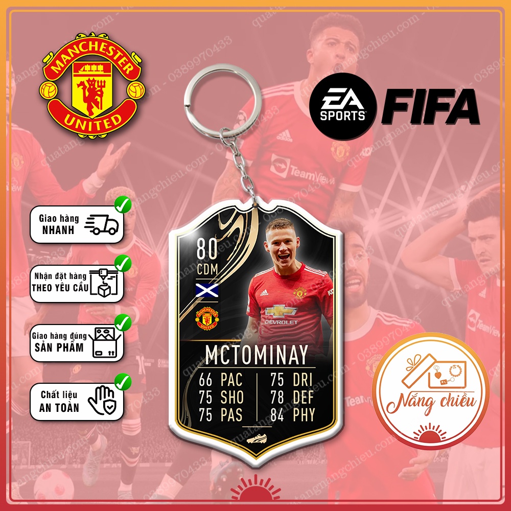 Móc khóa CLB MU⚽ Thẻ cầu thủ bóng đá⚽Móc khóa in theo yêu cầu