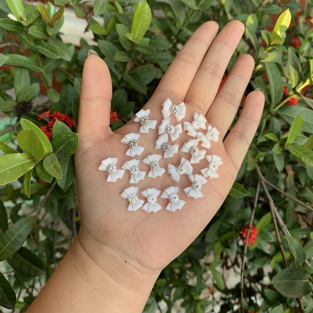 Hoa Nail Đẹp , Hoa Bột Vừa Form Móng Thật , Nơ Charm Tuyết - Shop Đức Phúc