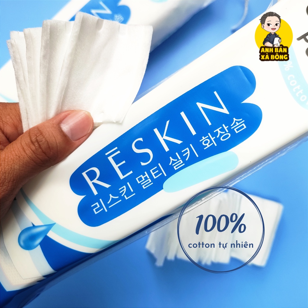 Bông tẩy trang RESKIN Dual Mesh 100% Cotton 3 lớp