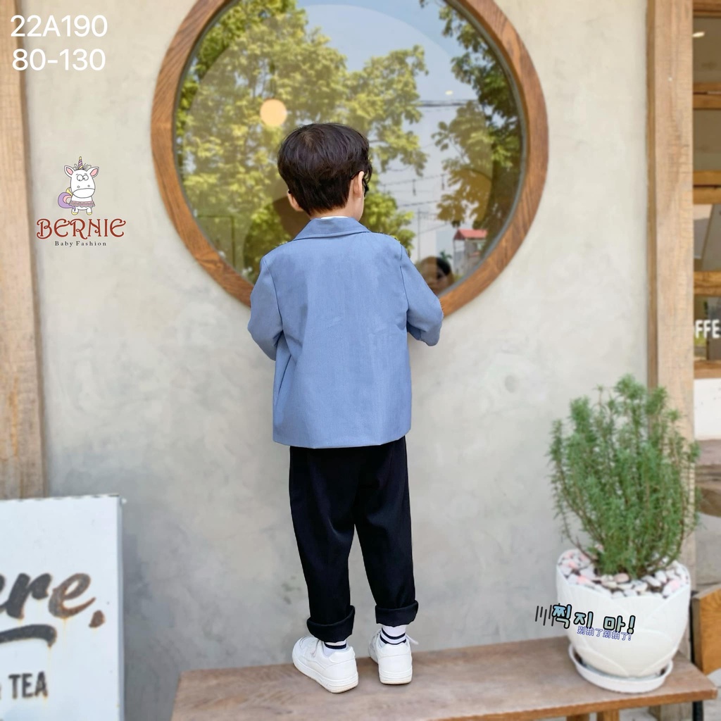 Set vest 4 khuy quần đen Bernie cho bé trai