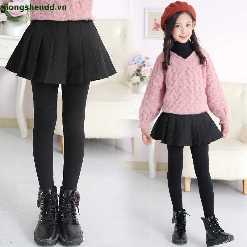 Quần Legging Giả Váy Xếp Ly Dáng Vừa Dày Dặn Thời Trang Thu Đông Xinh Xắn Cho Bé Gái