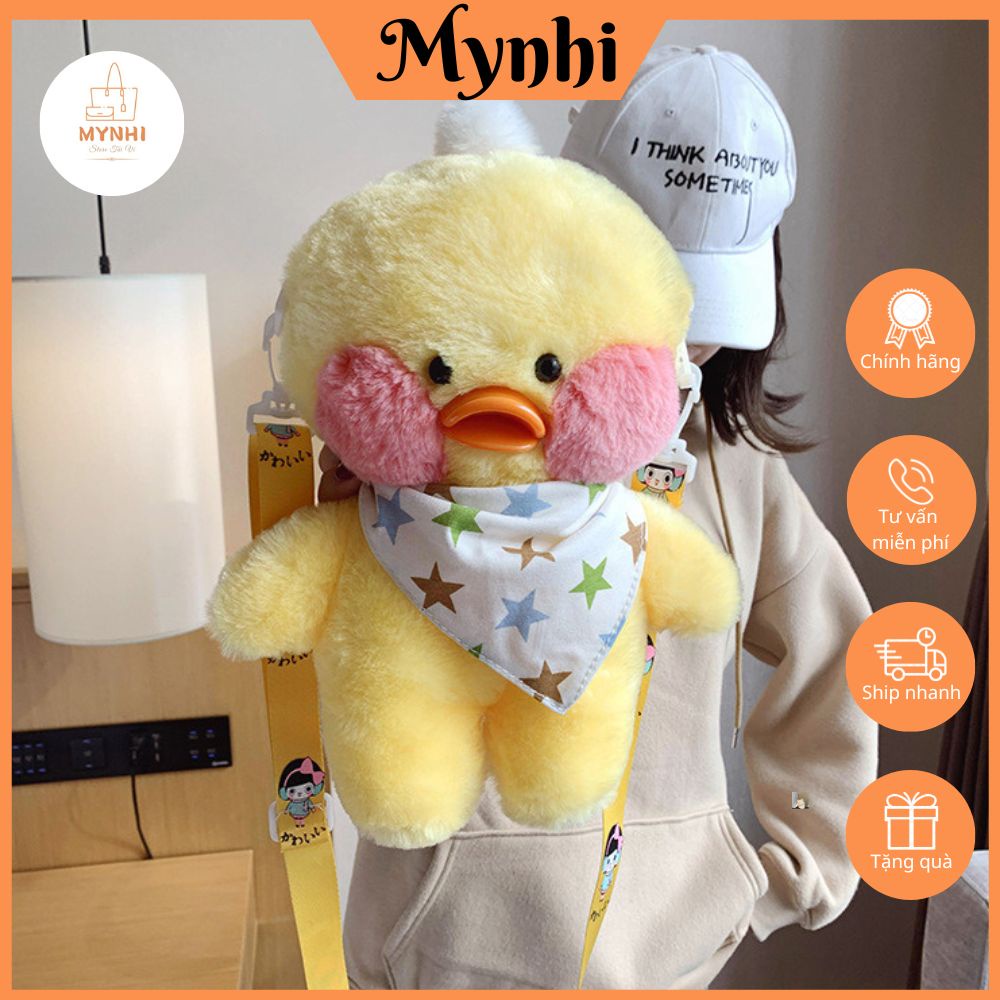 Balo mini hình vịt vàng đeo khăn quàng cổ xinh xắn dễ thương SMN481