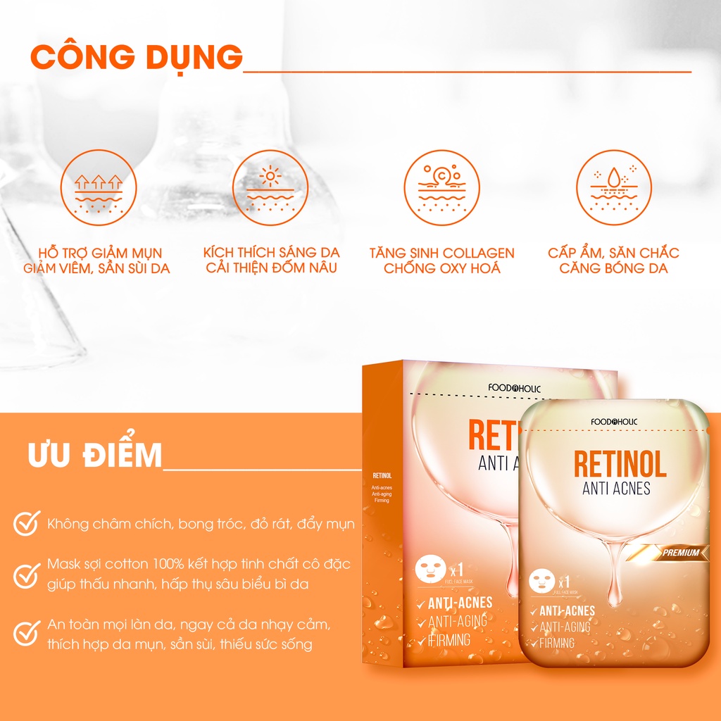 Mặt Nạ Retinol Giảm Mụn, Tái Tạo Da Foodaholic Retinol Anti Acnes Mask 23ml