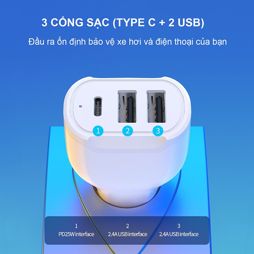 Tẩu Sạc Nhanh XS Store PD25W - Dùng Cho Ô Tô, An Toàn, Ổn Định, Tương Thích Nhiều Thiết Bị